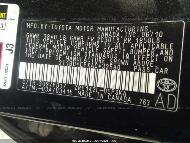 Photo 8 VIN: 2T1BU4EEXAC432580 - TOYOTA COROLLA 