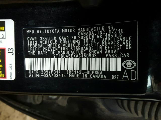 Photo 9 VIN: 2T1BU4EEXAC450903 - TOYOTA COROLLA BA 