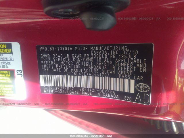 Photo 8 VIN: 2T1BU4EEXAC454787 - TOYOTA COROLLA 