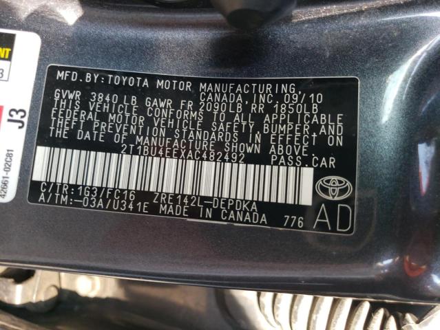 Photo 11 VIN: 2T1BU4EEXAC482492 - TOYOTA COROLLA BA 