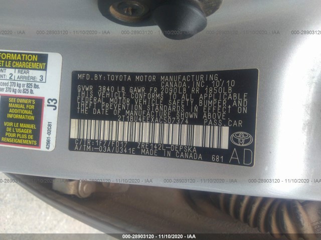 Photo 8 VIN: 2T1BU4EEXAC507374 - TOYOTA COROLLA 