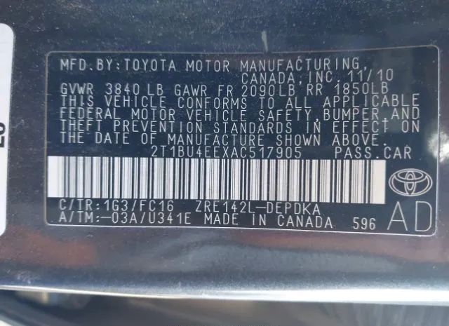 Photo 8 VIN: 2T1BU4EEXAC517905 - TOYOTA COROLLA 