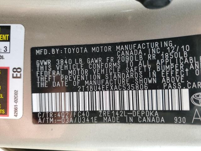 Photo 11 VIN: 2T1BU4EEXAC535806 - TOYOTA COROLLA BA 