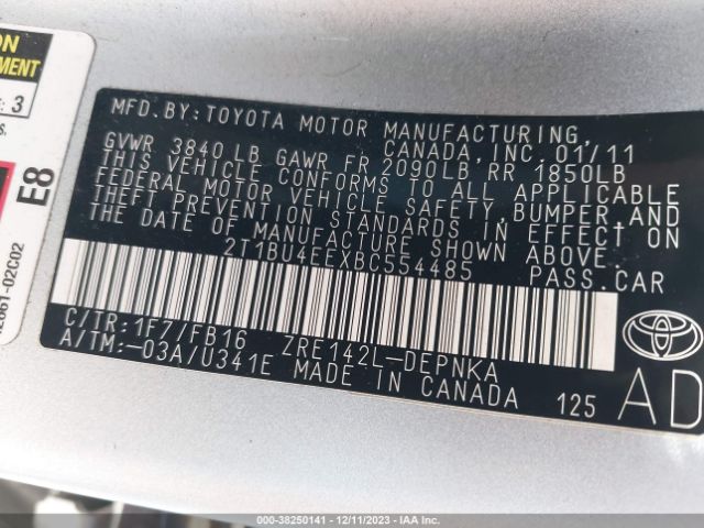 Photo 8 VIN: 2T1BU4EEXBC554485 - TOYOTA COROLLA 