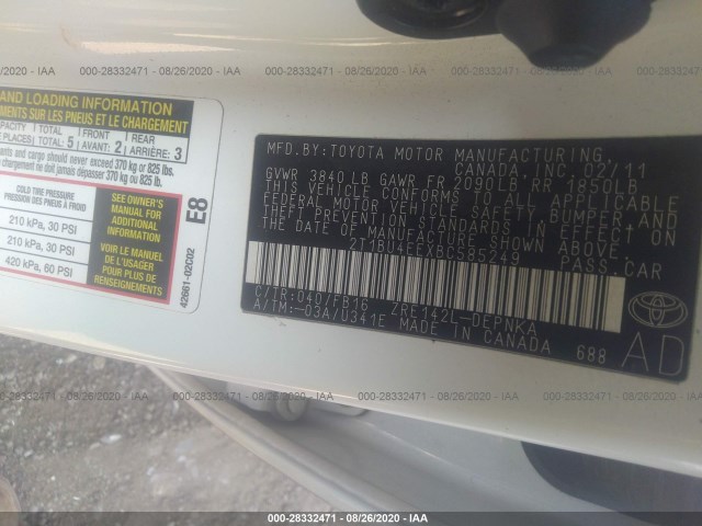 Photo 8 VIN: 2T1BU4EEXBC585249 - TOYOTA COROLLA 