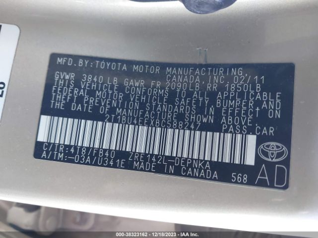 Photo 8 VIN: 2T1BU4EEXBC588247 - TOYOTA COROLLA 