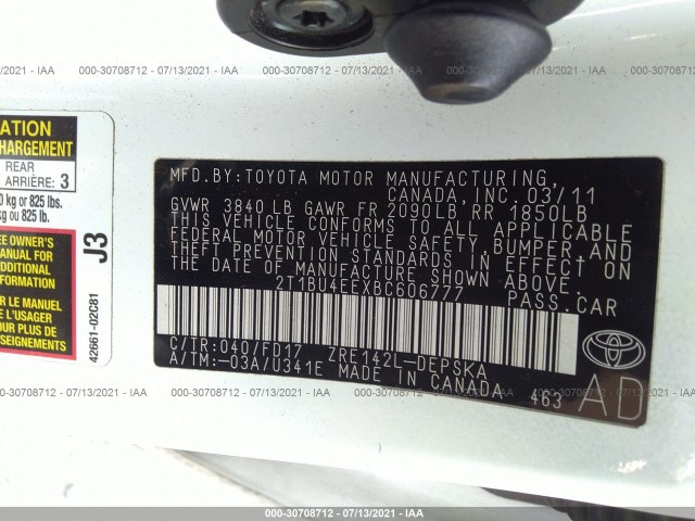 Photo 8 VIN: 2T1BU4EEXBC606777 - TOYOTA COROLLA 