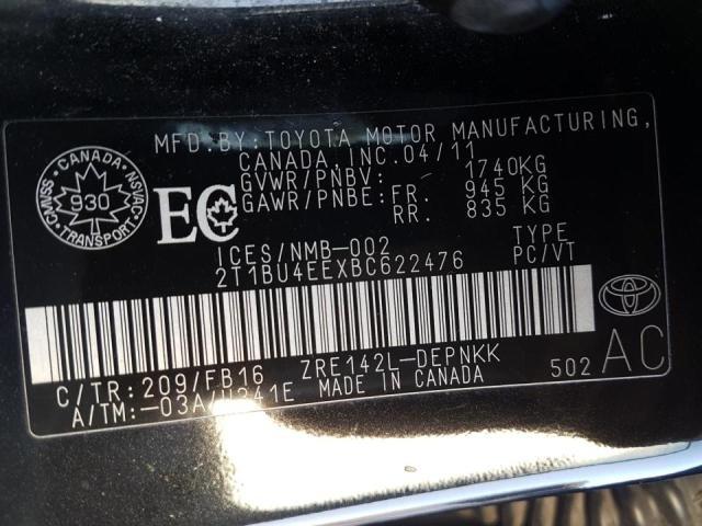 Photo 8 VIN: 2T1BU4EEXBC622476 - TOYOTA COROLLA BA 