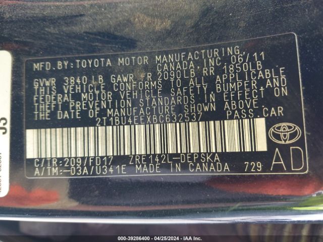 Photo 8 VIN: 2T1BU4EEXBC632537 - TOYOTA COROLLA 