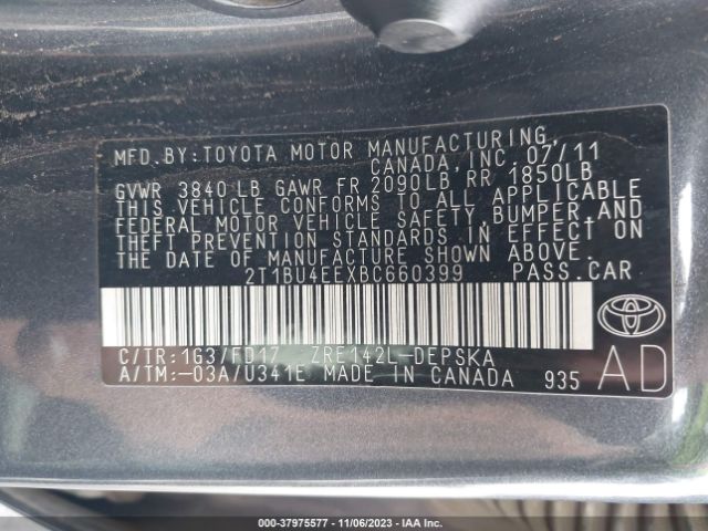 Photo 8 VIN: 2T1BU4EEXBC660399 - TOYOTA COROLLA 