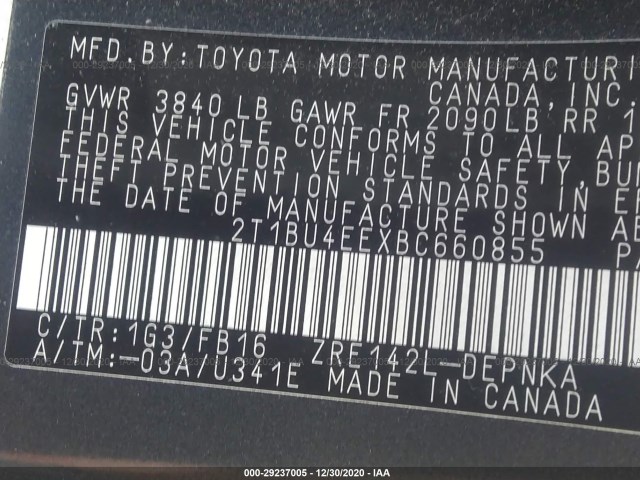 Photo 8 VIN: 2T1BU4EEXBC660855 - TOYOTA COROLLA 