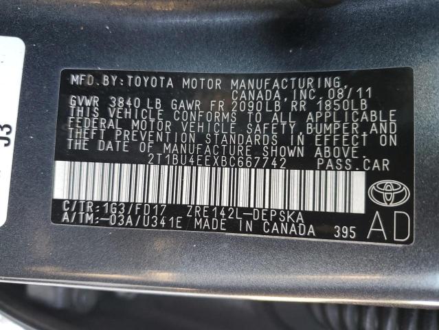 Photo 9 VIN: 2T1BU4EEXBC667742 - TOYOTA COROLLA 