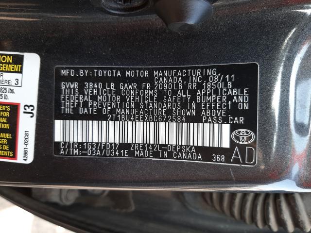 Photo 9 VIN: 2T1BU4EEXBC672584 - TOYOTA COROLLA BA 