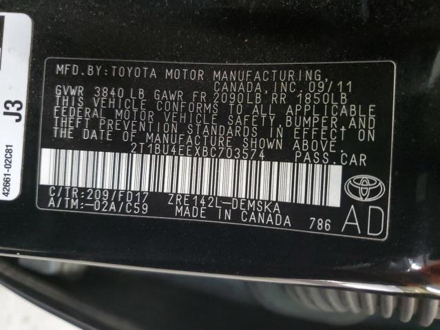 Photo 11 VIN: 2T1BU4EEXBC703574 - TOYOTA COROLLA BA 