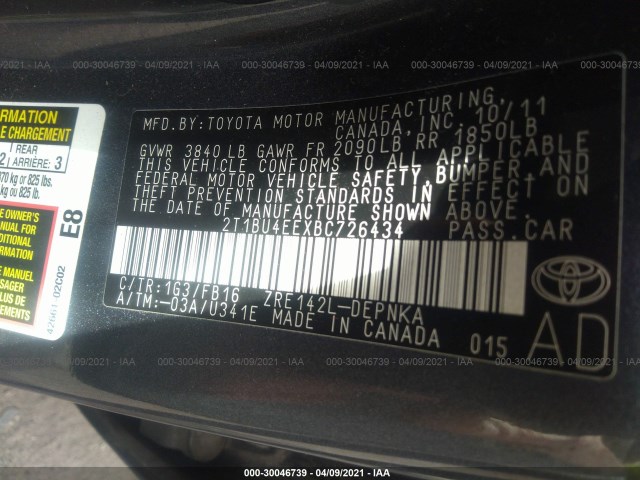 Photo 8 VIN: 2T1BU4EEXBC726434 - TOYOTA COROLLA 