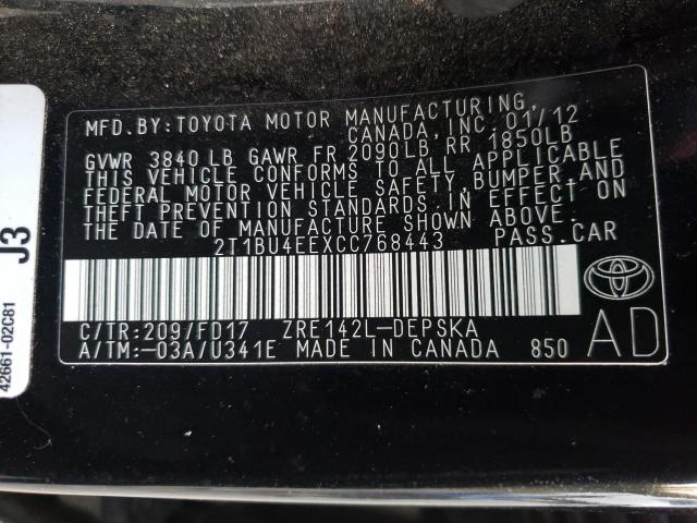 Photo 9 VIN: 2T1BU4EEXCC768443 - TOYOTA COROLLA 