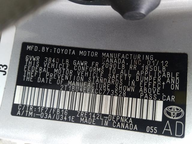 Photo 9 VIN: 2T1BU4EEXCC773528 - TOYOTA COROLLA BA 