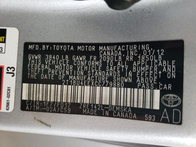 Photo 12 VIN: 2T1BU4EEXCC779880 - TOYOTA COROLLA 