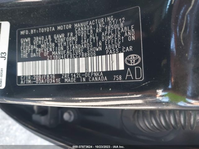 Photo 8 VIN: 2T1BU4EEXCC788806 - TOYOTA COROLLA 