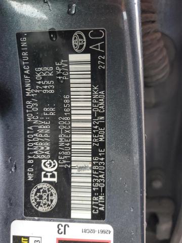 Photo 11 VIN: 2T1BU4EEXCC816586 - TOYOTA COROLLA BA 