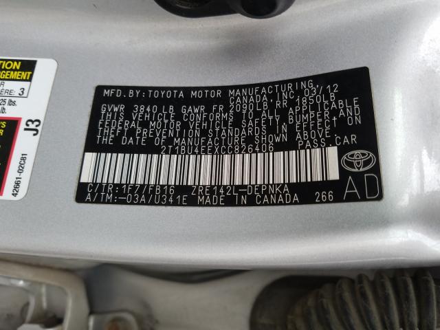 Photo 9 VIN: 2T1BU4EEXCC826406 - TOYOTA COROLLA BA 