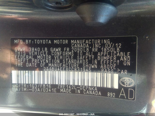 Photo 8 VIN: 2T1BU4EEXCC831945 - TOYOTA COROLLA 