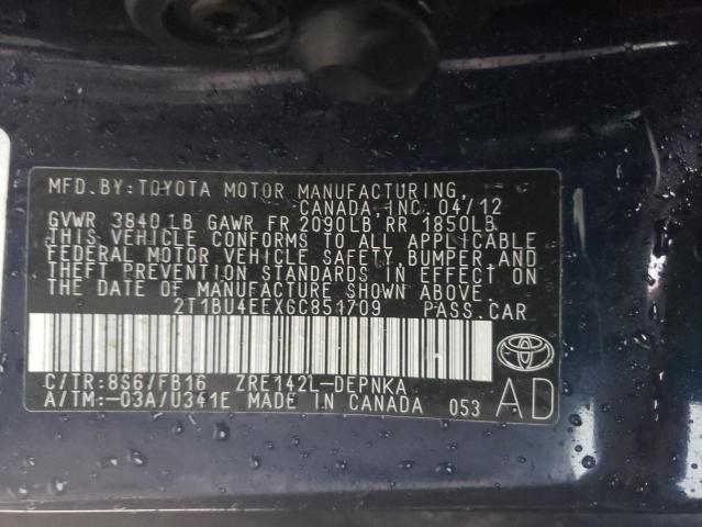 Photo 11 VIN: 2T1BU4EEXCC851709 - TOYOTA COROLLA 