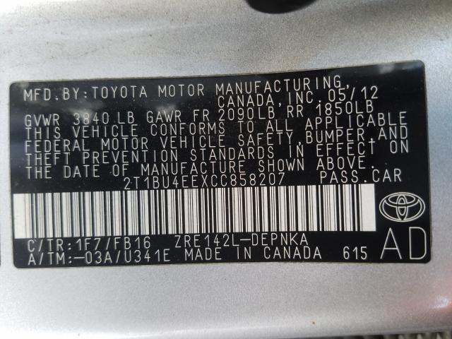 Photo 9 VIN: 2T1BU4EEXCC858207 - TOYOTA COROLLA BA 