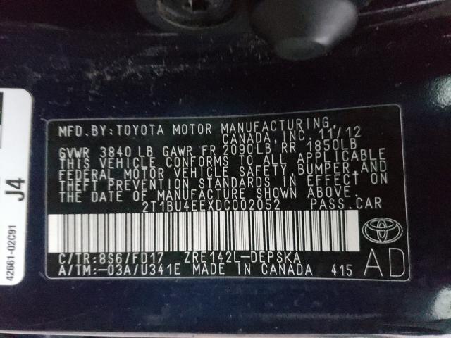 Photo 9 VIN: 2T1BU4EEXDC002052 - TOYOTA COROLLA BA 