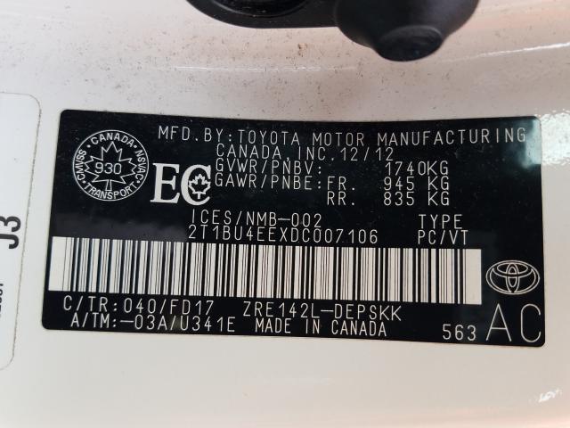 Photo 9 VIN: 2T1BU4EEXDC007106 - TOYOTA COROLLA BA 