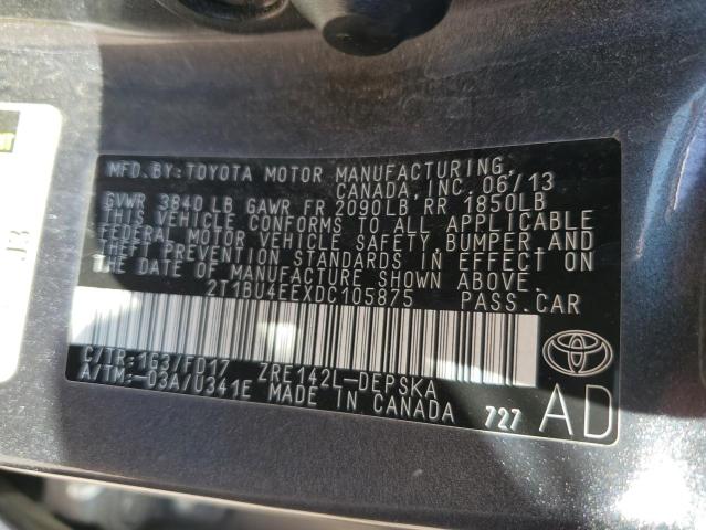 Photo 12 VIN: 2T1BU4EEXDC105875 - TOYOTA COROLLA 