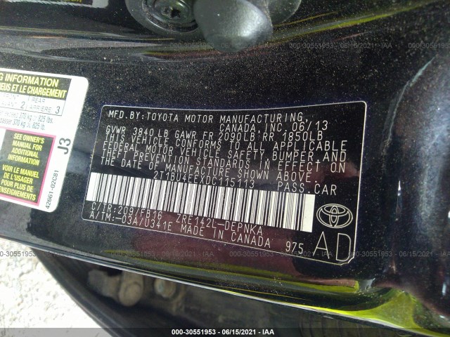 Photo 8 VIN: 2T1BU4EEXDC115113 - TOYOTA COROLLA 