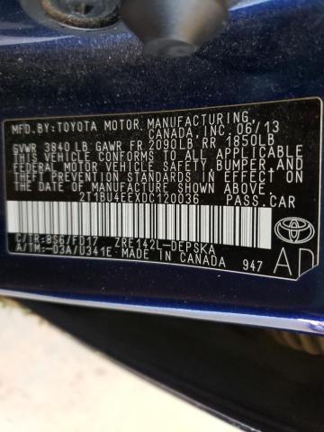 Photo 9 VIN: 2T1BU4EEXDC120036 - TOYOTA COROLLA BA 