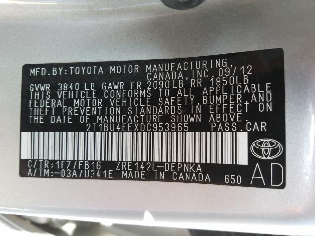 Photo 9 VIN: 2T1BU4EEXDC953965 - TOYOTA COROLLA BA 