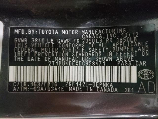 Photo 9 VIN: 2T1BU4EEXDC958471 - TOYOTA COROLLA LE 