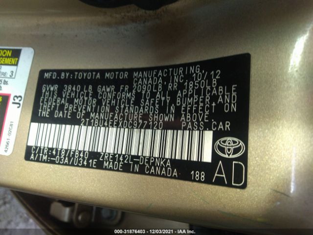 Photo 8 VIN: 2T1BU4EEXDC977120 - TOYOTA COROLLA 