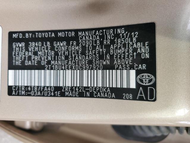 Photo 11 VIN: 2T1BU4EEXDC997920 - TOYOTA COROLLA BA 