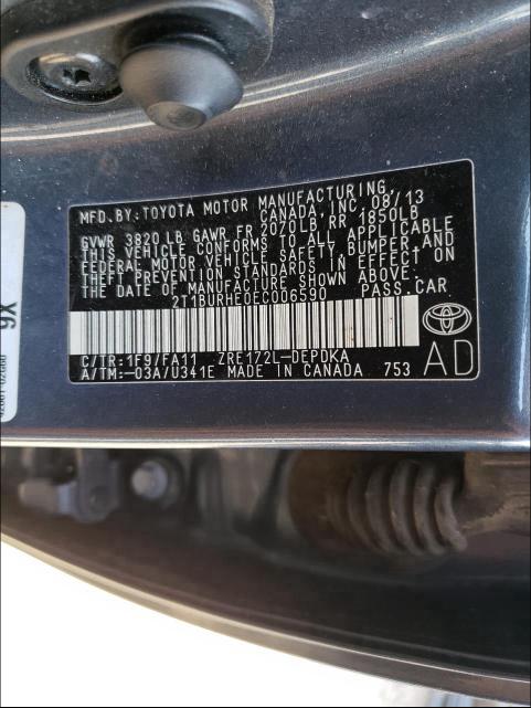 Photo 9 VIN: 2T1BURHE0EC006590 - TOYOTA COROLLA L 