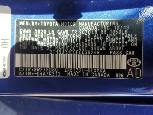 Photo 11 VIN: 2T1BURHE0EC039248 - TOYOTA COROLLA 