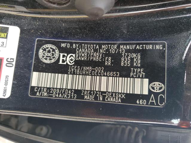 Photo 11 VIN: 2T1BURHE0EC046653 - TOYOTA COROLLA 