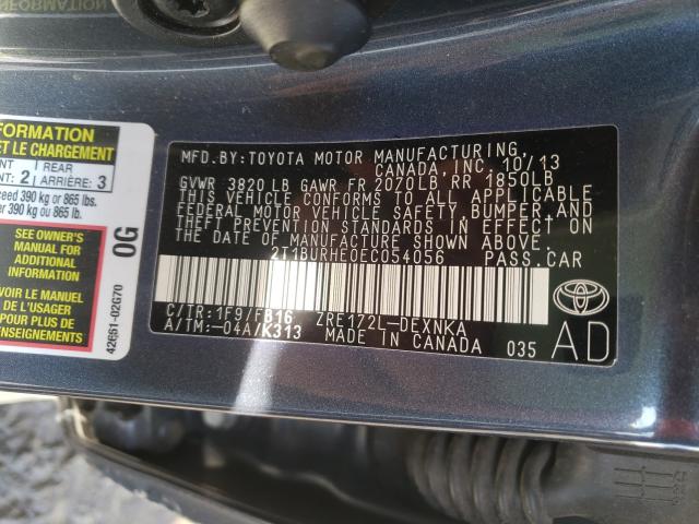 Photo 9 VIN: 2T1BURHE0EC054056 - TOYOTA COROLLA L 