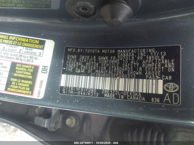 Photo 8 VIN: 2T1BURHE0EC060312 - TOYOTA COROLLA 