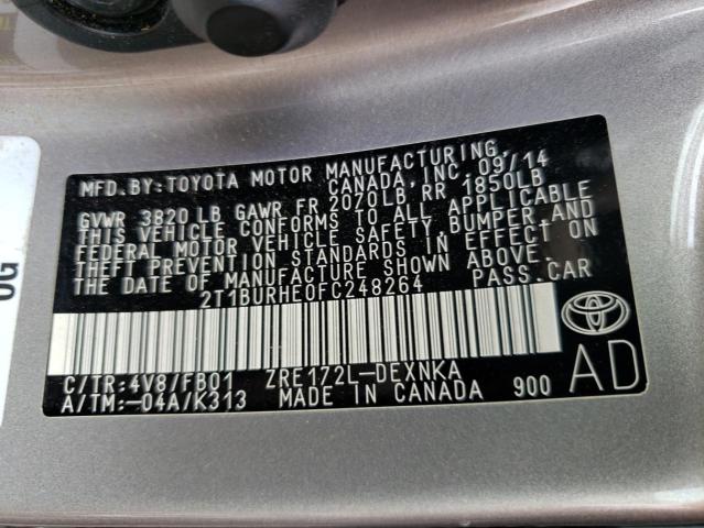 Photo 11 VIN: 2T1BURHE0FC248264 - TOYOTA COROLLA L 