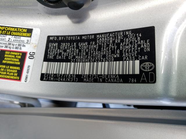 Photo 9 VIN: 2T1BURHE0FC276209 - TOYOTA COROLLA L 