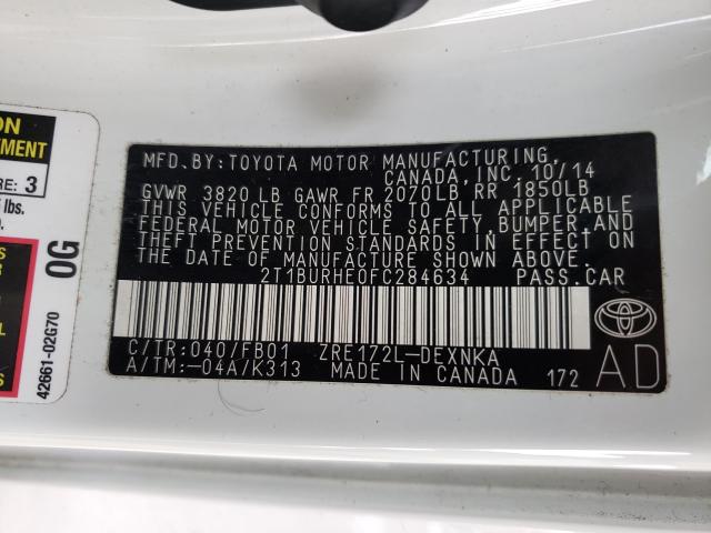 Photo 9 VIN: 2T1BURHE0FC284634 - TOYOTA COROLLA L 