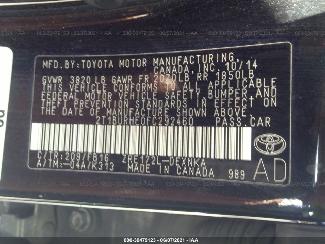 Photo 8 VIN: 2T1BURHE0FC292460 - TOYOTA COROLLA 