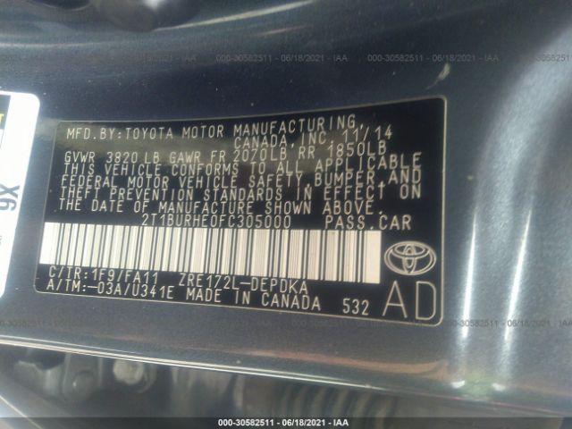 Photo 8 VIN: 2T1BURHE0FC305000 - TOYOTA COROLLA 