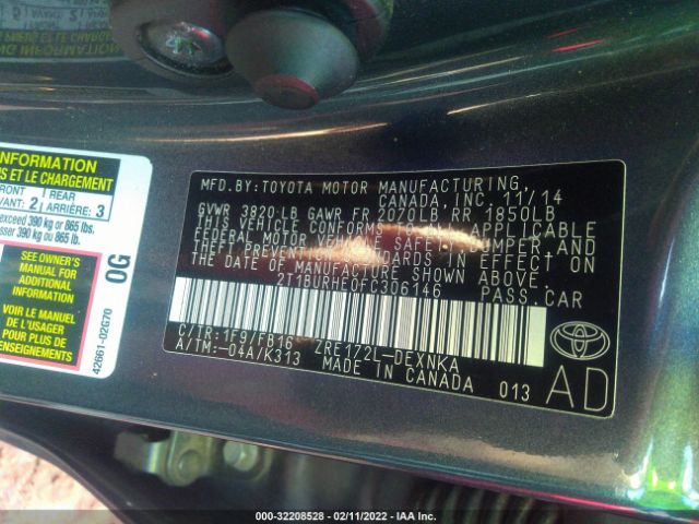 Photo 8 VIN: 2T1BURHE0FC306146 - TOYOTA COROLLA 