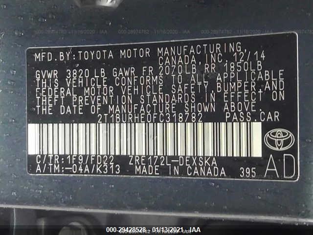 Photo 8 VIN: 2T1BURHE0FC318782 - TOYOTA COROLLA 