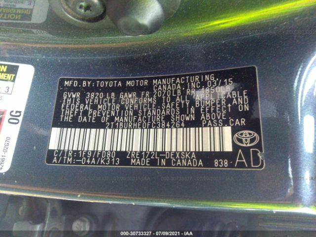 Photo 8 VIN: 2T1BURHE0FC384264 - TOYOTA COROLLA 